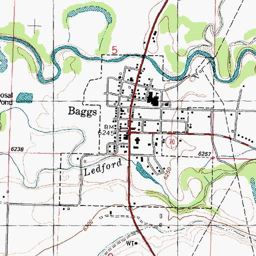 Topographic Map of Town of Baggs, WY