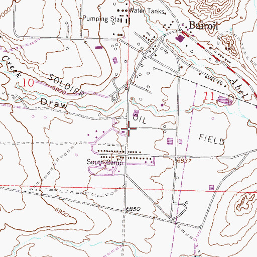 Topographic Map of Town of Bairoil, WY