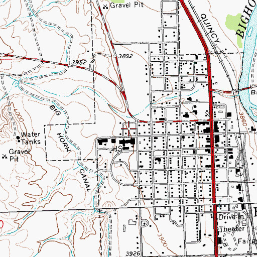 Topographic Map of Town of Basin, WY
