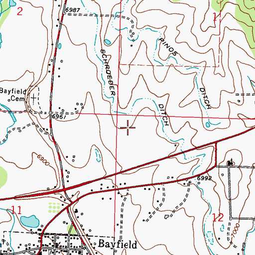 Topographic Map of Town of Bayfield, CO