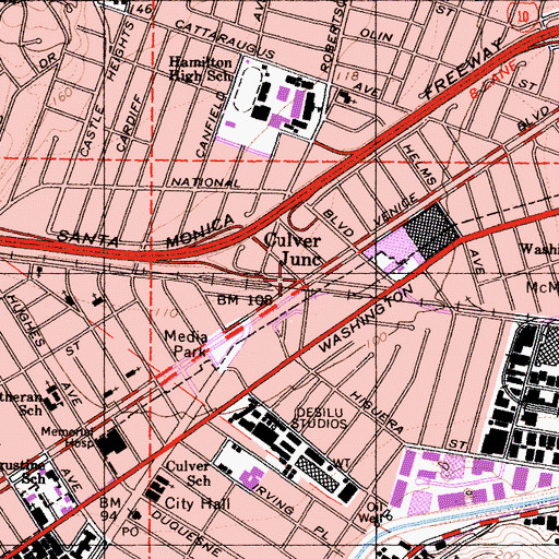 Topographic Map of Culver Junction, CA