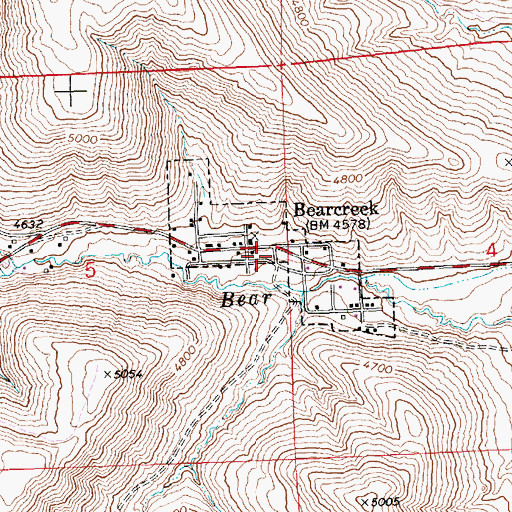 Topographic Map of Town of Bearcreek, MT