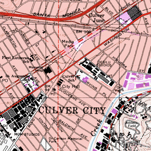 Topographic Map of Culver School, CA