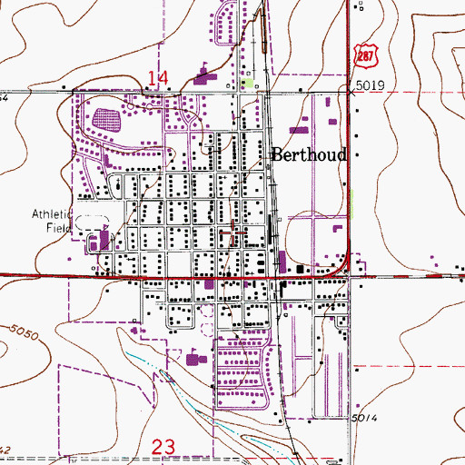 Topographic Map of Town of Berthoud, CO