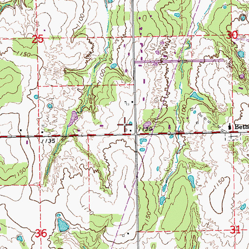 Topographic Map of Town of Bethel Acres, OK