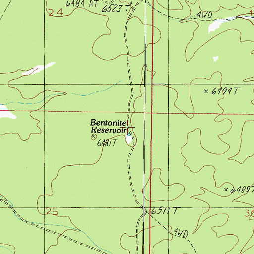 Topographic Map of Bentonite Reservoir, AZ