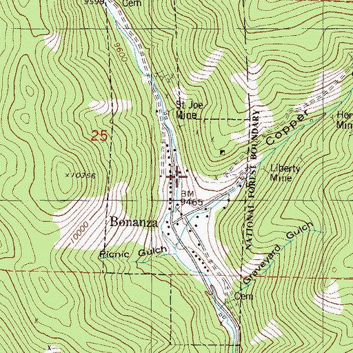 Topographic Map of Town of Bonanza, CO