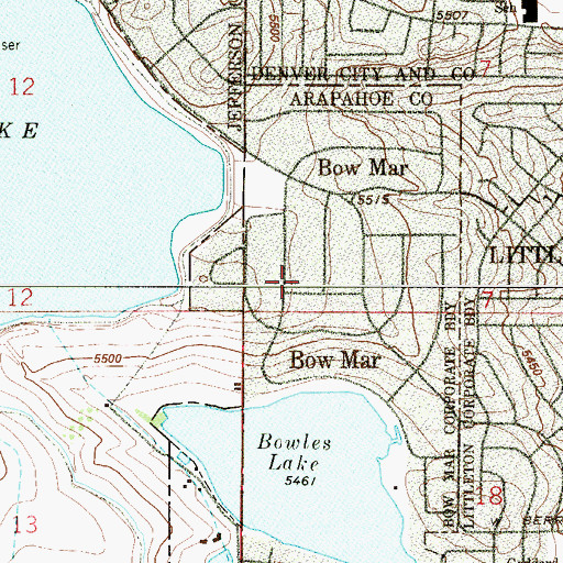Topographic Map of Town of Bow Mar, CO