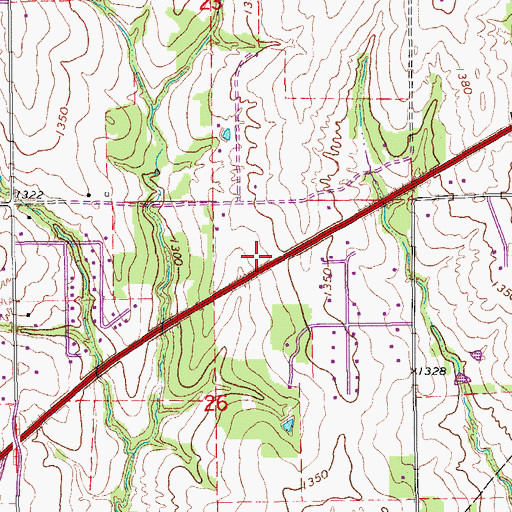 Topographic Map of Town of Bridge Creek, OK