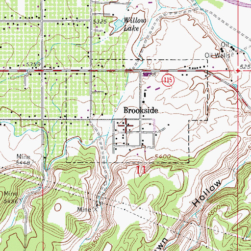 Topographic Map of Town of Brookside, CO