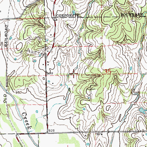 Topographic Map of Town of Brooksville, OK