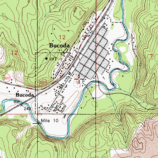 Topographic Map of Town of Bucoda, WA