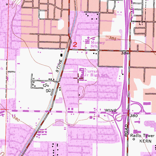 Topographic Map of Curran Junior High School, CA
