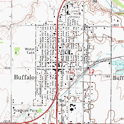 Topographic Map of Town of Buffalo, OK