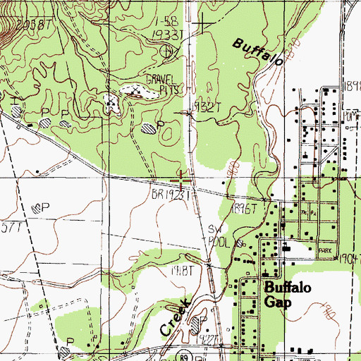 Topographic Map of Town of Buffalo Gap, TX