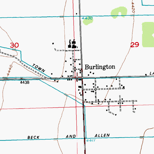 Topographic Map of Town of Burlington, WY