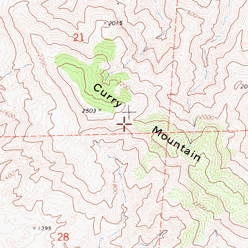 Topographic Map of Curry Mountain, CA