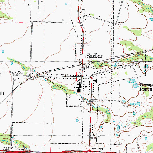 Topographic Map of City of Sadler, TX