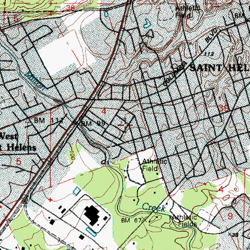 Topographic Map of City of Saint Helens, OR