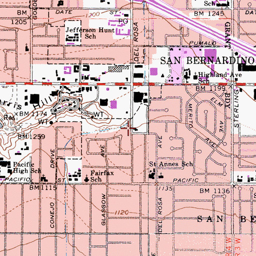 Topographic Map of Curtis Middle School, CA