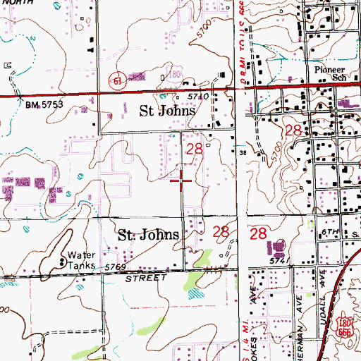 Topographic Map of City of Saint Johns, AZ