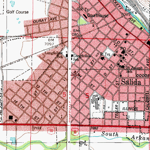 Topographic Map of City of Salida, CO