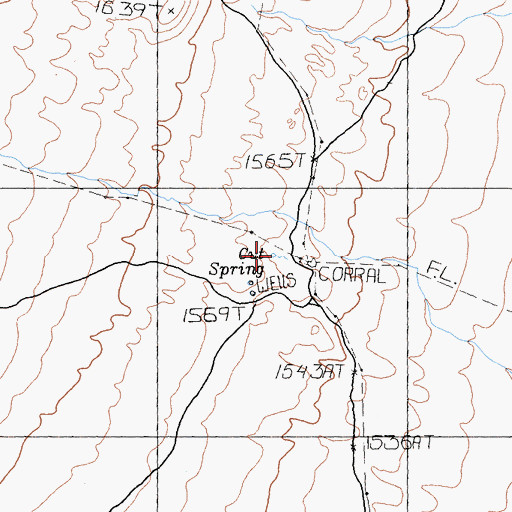 Topographic Map of Cut Spring, CA