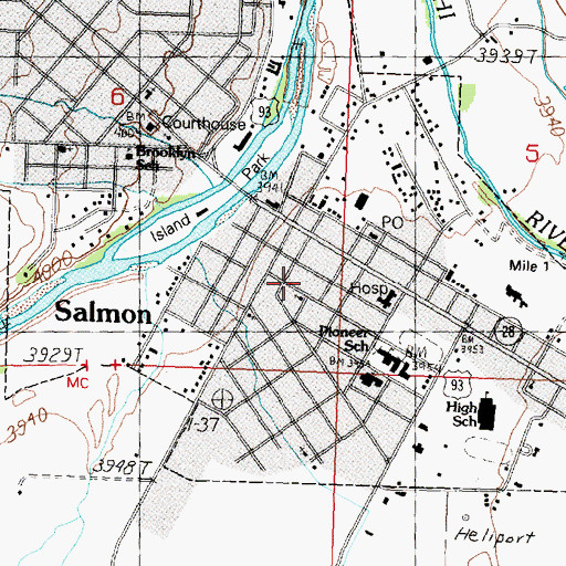 Topographic Map of City of Salmon, ID