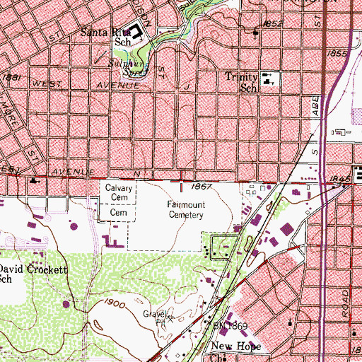 Topographic Map of City of San Angelo, TX