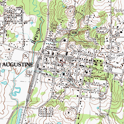 Topographic Map of City of San Augustine, TX