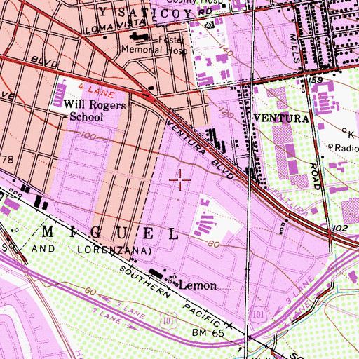 Topographic Map of City of San Buenaventura, CA