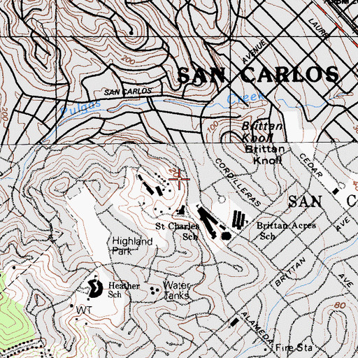Topographic Map of City of San Carlos, CA