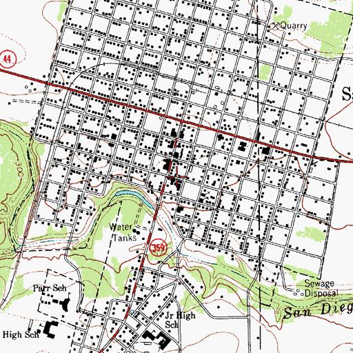 Topographic Map of City of San Diego, TX