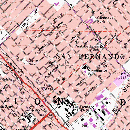 Topographic Map of City of San Fernando, CA