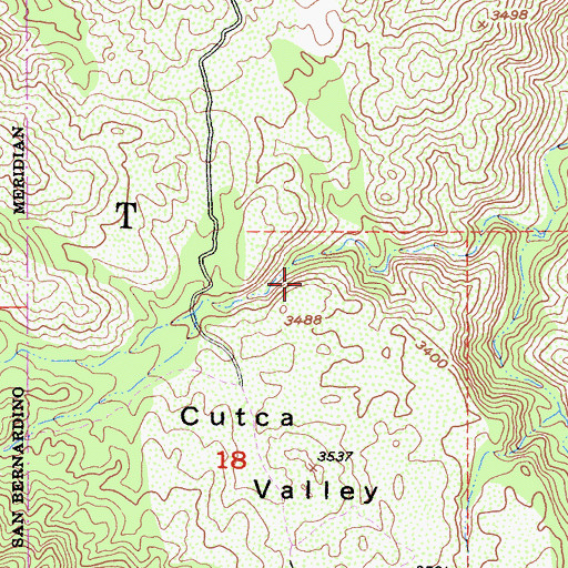 Topographic Map of Cutca Valley, CA