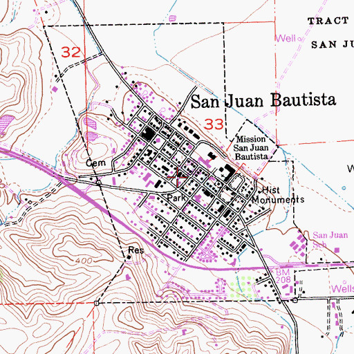 Topographic Map of City of San Juan Bautista, CA