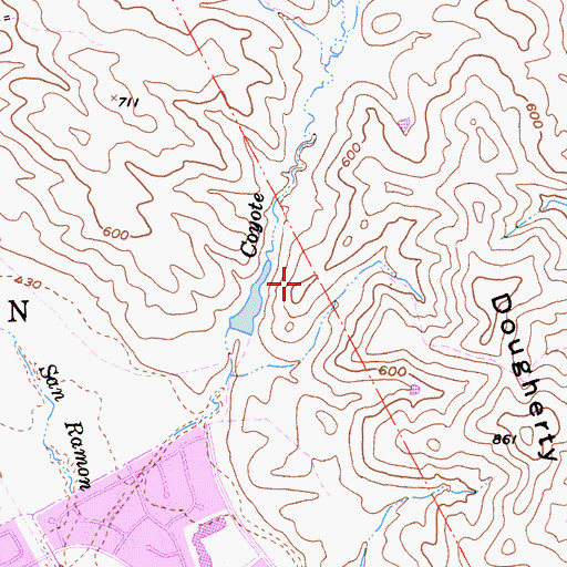 Topographic Map of City of San Ramon, CA