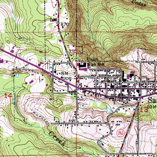 Topographic Map of City of Sandy, OR