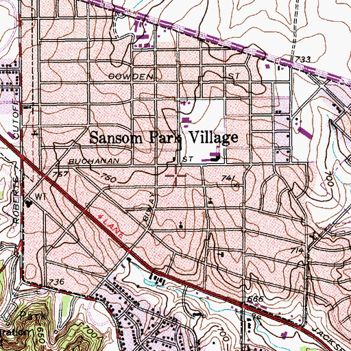 Topographic Map of City of Sansom Park, TX