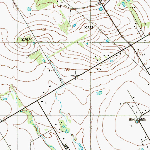 Topographic Map of City of Santa Clara, TX