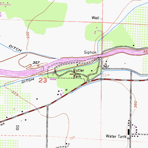 Topographic Map of Cutler Park, CA