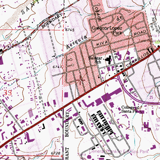 Topographic Map of City of Santa Fe, NM