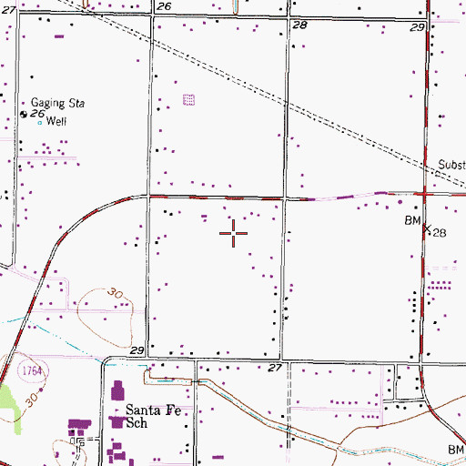 Topographic Map of City of Santa Fe, TX