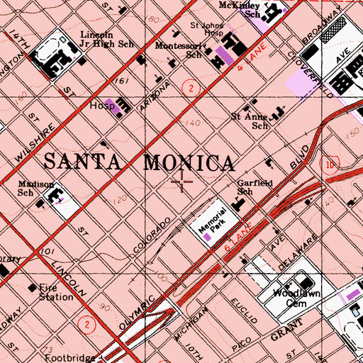 Topographic Map of City of Santa Monica, CA