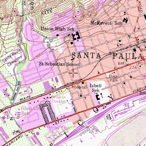 Topographic Map of City of Santa Paula, CA