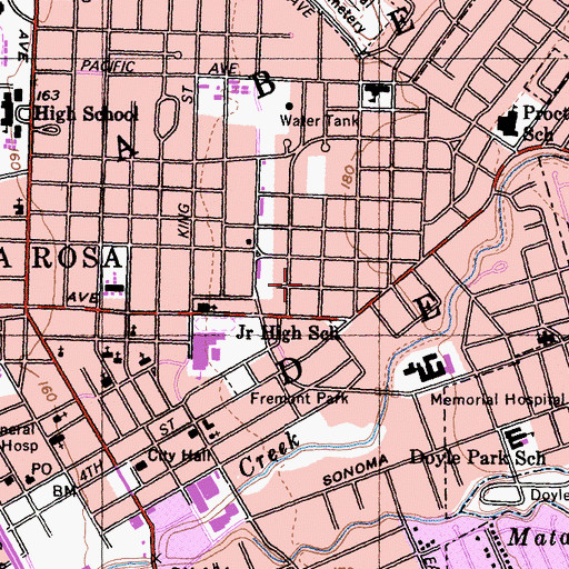 Topographic Map of City of Santa Rosa, CA