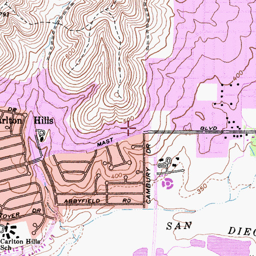 Topographic Map of City of Santee, CA