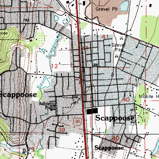 Topographic Map of City of Scappoose, OR