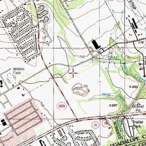 Topographic Map of City of Schertz, TX