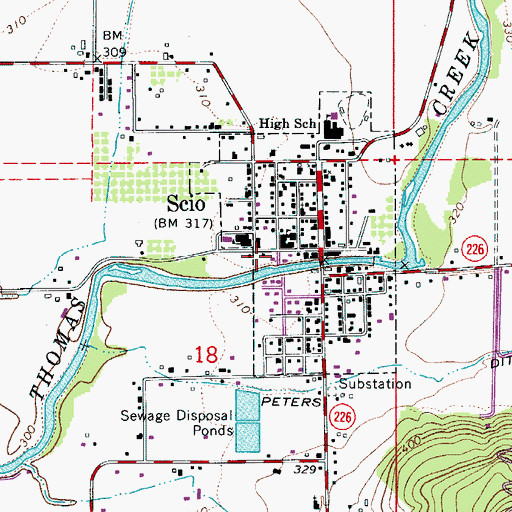 Topographic Map of City of Scio, OR